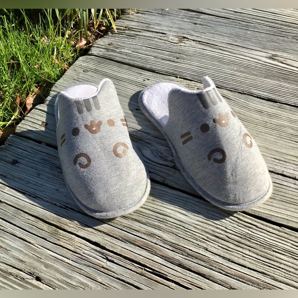 Ladies M PUSHEEN Box House Slippers Grey Cat Slip On Slides Flat Slippers - Picture 9 of 9